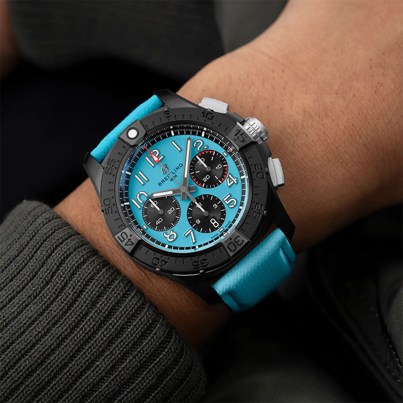 Unworn Breitling Avenger B01 Chronograph 42 Night Mission, SB0146101L1X1, box and papers
