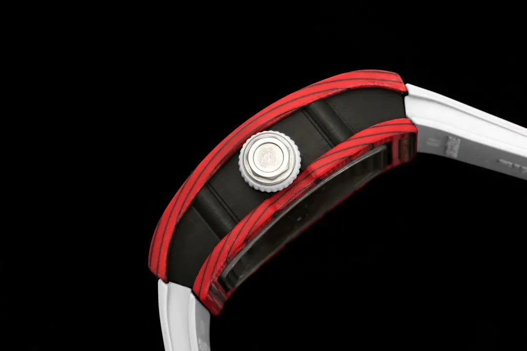 Richard Mille RM07-01 Racing Red Carbon White Rubber Strap 46mm Ladies Watch