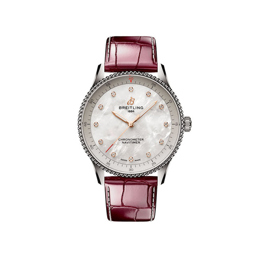 Breitling Navitimer 32, Stainless steel, Mother-of-pearl dial and 12 Diamonds, Ref# A77320E61A2P2, Unworn 2024