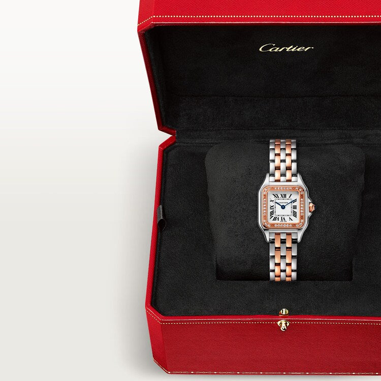 Unworn Cartier Panthère de Cartier, Stainless Steel, 18k Rose Gold and Diamonds, 22mm x 30mm, Ref# W3PN0006, box and papers