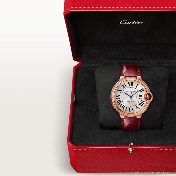Unworn Cartier Ballon Bleu de Cartier, 18k Rose Gold with Diamond-set, 36mm, Ref# WJBB0034, box and papers