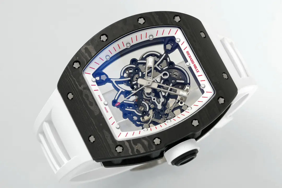 Richard Miller RM 055 RMUL2 NTPT Carbon Fiber White Rubber Strap