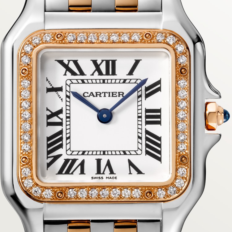 Unworn Cartier Panthère de Cartier, Stainless Steel, 18k Rose Gold and Diamonds, 29mm x 37mm, Ref# W3PN0007, box and papers