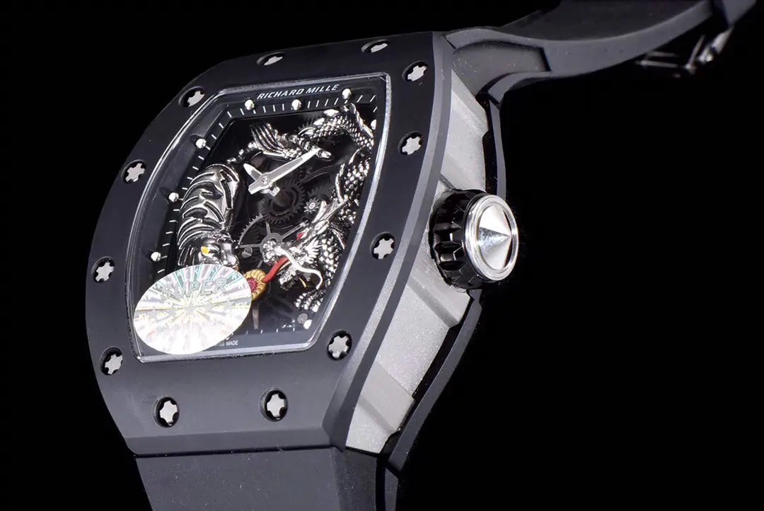 Richard Miller RM 057 NTPT Carbon Fiber Black Rubber Strap