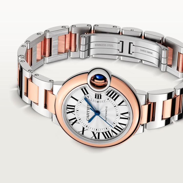Unworn Cartier Ballon Bleu de Cartier, Stainless Steel and 18k Rose Gold, 33mm, Ref# W3BB0021, box and papers
