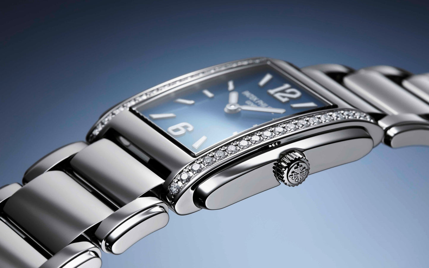 Patek Philippe Twenty~4 Quartz Ladies Watch, Stainless Steel with 36 Diamond (~0.42 ct), 25.1 x 30 mm, Ref# 4910/1200A-001