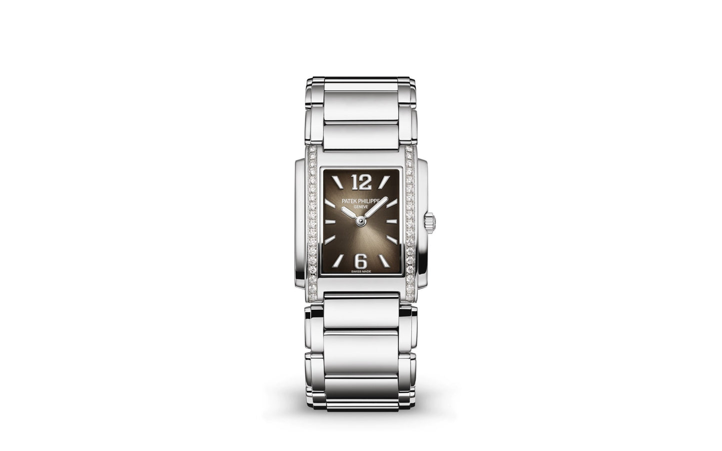 Patek Philippe Twenty~4 Quartz Ladies Watch, Stainless Steel with 36 Diamond (~0.42 ct), 25.1 x 30 mm, Ref# 4910/1200A-010
