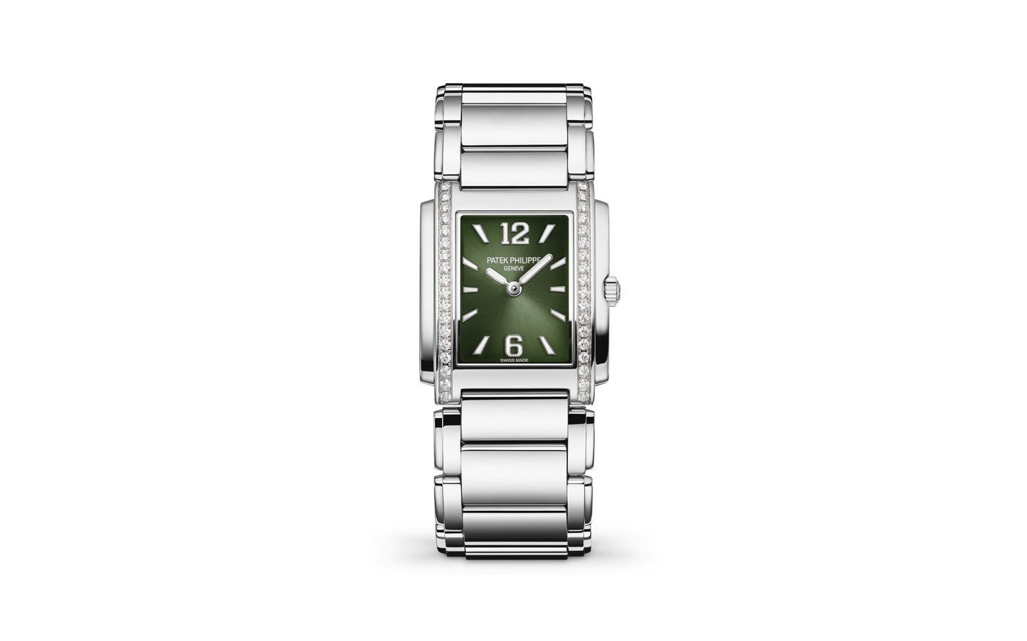 Patek Philippe Twenty~4 Quartz Ladies Watch, Stainless Steel with 36 Diamond (~0.42 ct), 25.1 x 30 mm, Ref# 4910/1200A-011