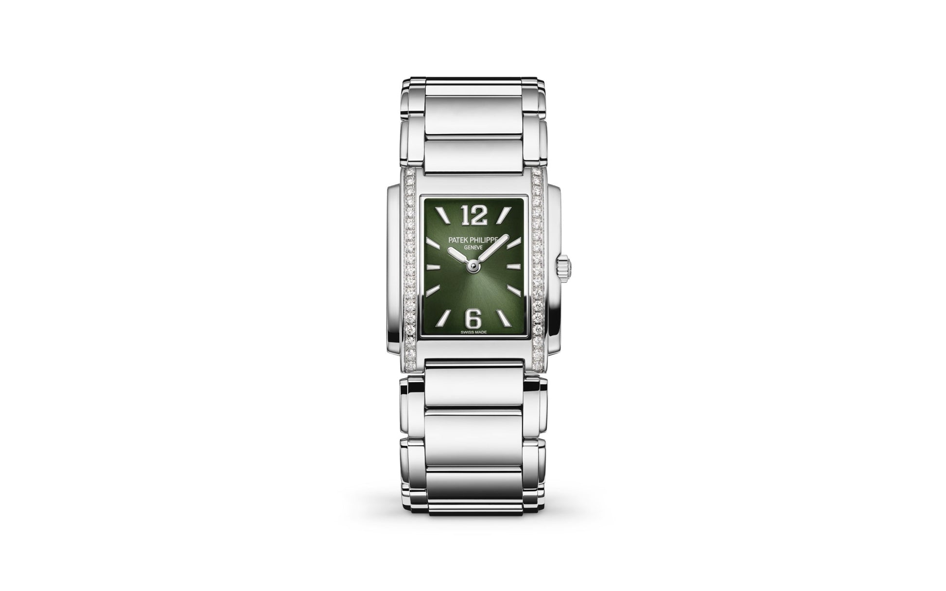 Patek Philippe Twenty~4 Quartz Ladies Watch, Stainless Steel with 36 Diamond (~0.42 ct), 25.1 x 30 mm, Ref# 4910/1200A-011