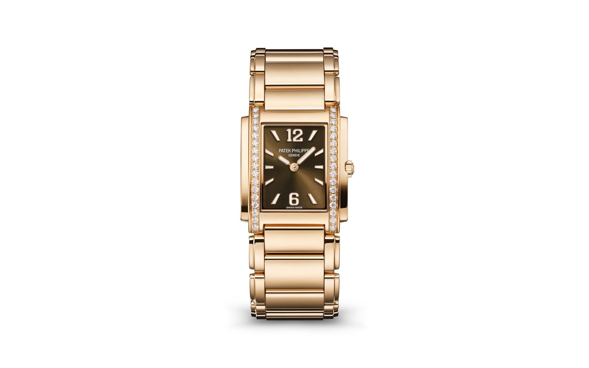Patek Philippe Twenty~4 Quartz Ladies Watch, 18k Rose Gold with 34 Diamond (~0.57 ct), 25.1 x 30 mm, Ref# 4910/1201R-001