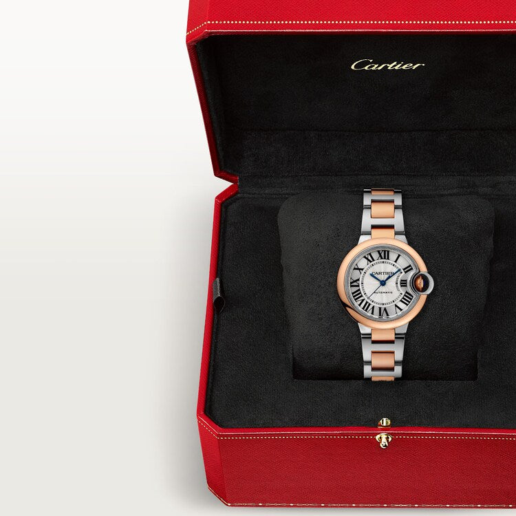 Unworn Cartier Ballon Bleu, Stainless Steel and 18k Rose Gold, 36mm, Ladies, Ref# W2BB0033, box and papers