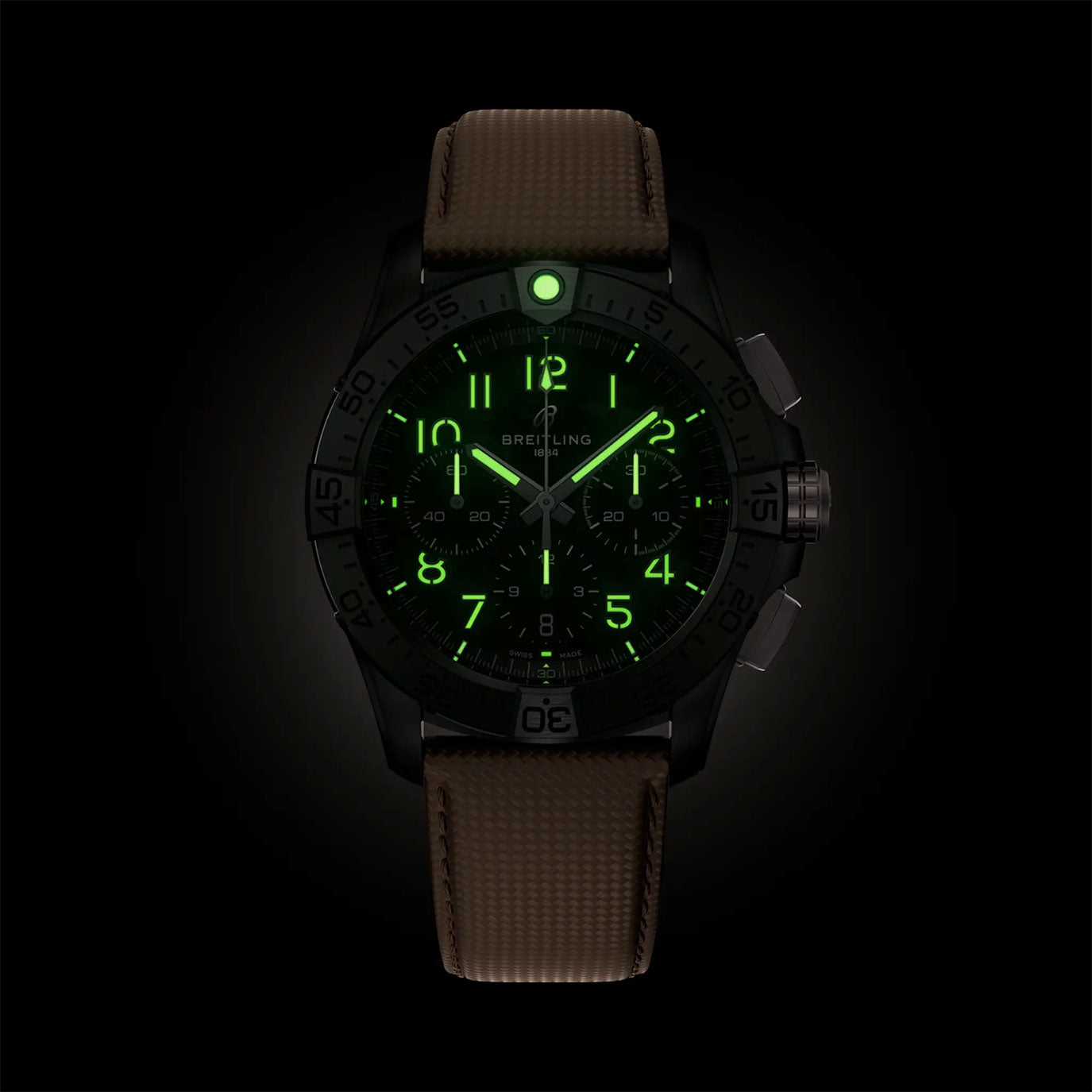 Unworn Breitling Avenger B01 Chronograph 42 Night Mission, SB0146101B1X1, box and papers