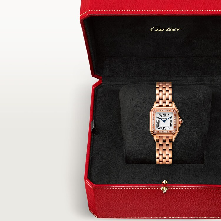 Unworn Cartier Panthère de Cartier Small, 18k Rose Gold, Diamonds, 22mm x 30mm, Ref# WJPN0049, box and papers