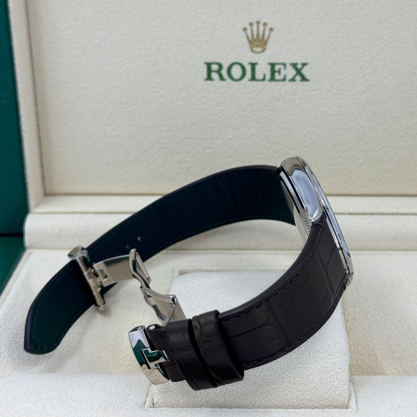 Unworn Rolex Perpetual 1908, 39mm, 18k White Gold, Ref# 52509-0002