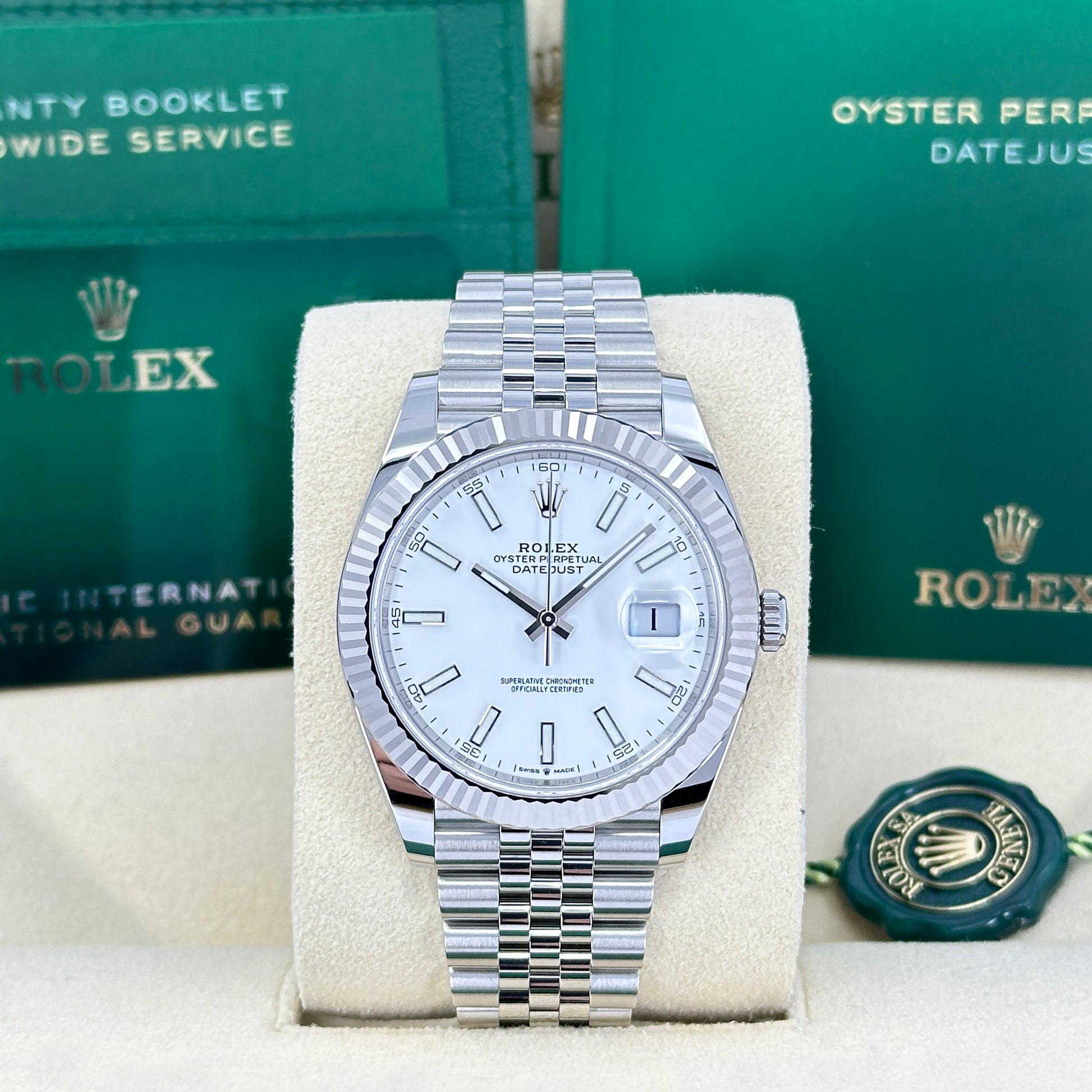 Rolex Datejust 41 Oystersteel and 18K White Gold 41 mm White Dial,  Ref# 126334-0010