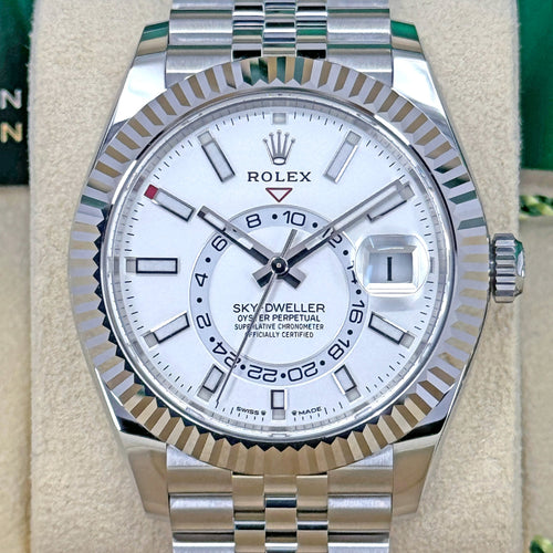 Rolex Sky-Dweller, 42mm, Oystersteel and 18k White Gold, White, Jubilee, Ref# 336934-0004