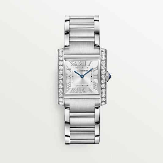 Unworn Cartier Tank Francaise, Stainless Steel, Diamonds, 32mm x 27mm, Ref# W4TA0021, box and papers
