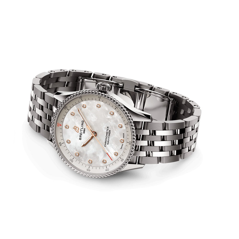 Breitling Navitimer 32, Stainless steel and 12 Diamonds, Ref# A77320E61A2A1, Unworn 2024