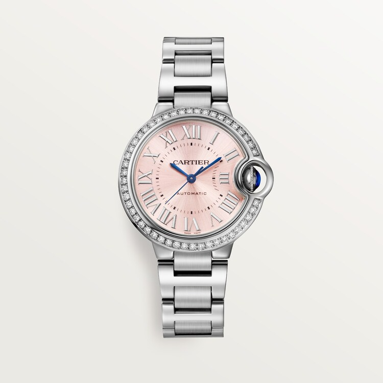Unworn Cartier Ballon Bleu de Cartier, Stainless Steel and Diamonds, 33mm, Ref# W4BB0037, box and papers