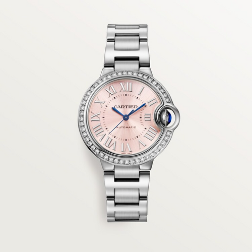 Unworn Cartier Ballon Bleu de Cartier, Stainless Steel and Diamonds, 33mm, Ref# W4BB0037, box and papers