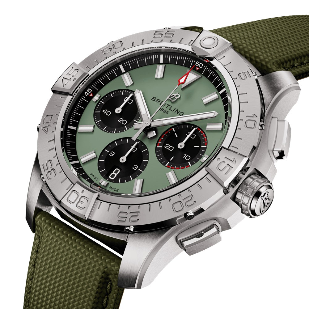 Unworn Breitling Avenger B01 Chronograph 44 Ref# AB0147101L1X1, box and papers