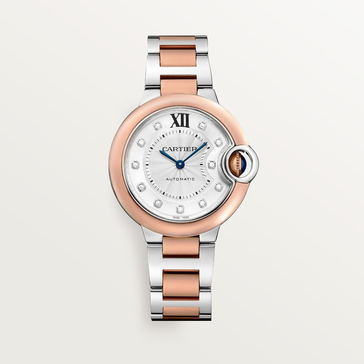 Unworn Cartier Ballon Bleu de Cartier, Stainless Steel and 18k Rose Gold, 33mm, Ref# W3BB0021, box and papers