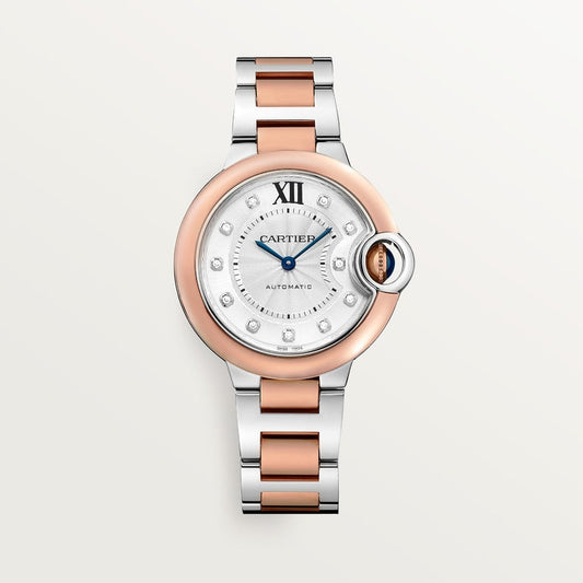 Unworn Cartier Ballon Bleu de Cartier, Stainless Steel and 18k Rose Gold, 33mm, Ref# W3BB0021, box and papers