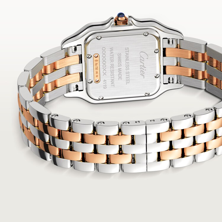 Unworn Cartier Panthère de Cartier, Stainless Steel, 18k Rose Gold and Diamonds, 29mm x 37mm, Ref# W3PN0007, box and papers