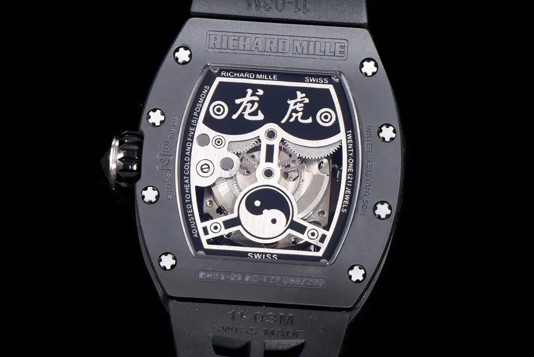 Richard Miller RM 057 NTPT Carbon Fiber Black Rubber Strap
