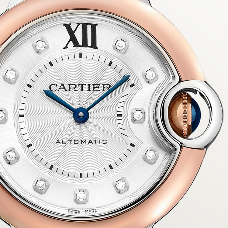 Unworn Cartier Ballon Bleu de Cartier, Stainless Steel and 18k Rose Gold, 33mm, Ref# W3BB0021, box and papers
