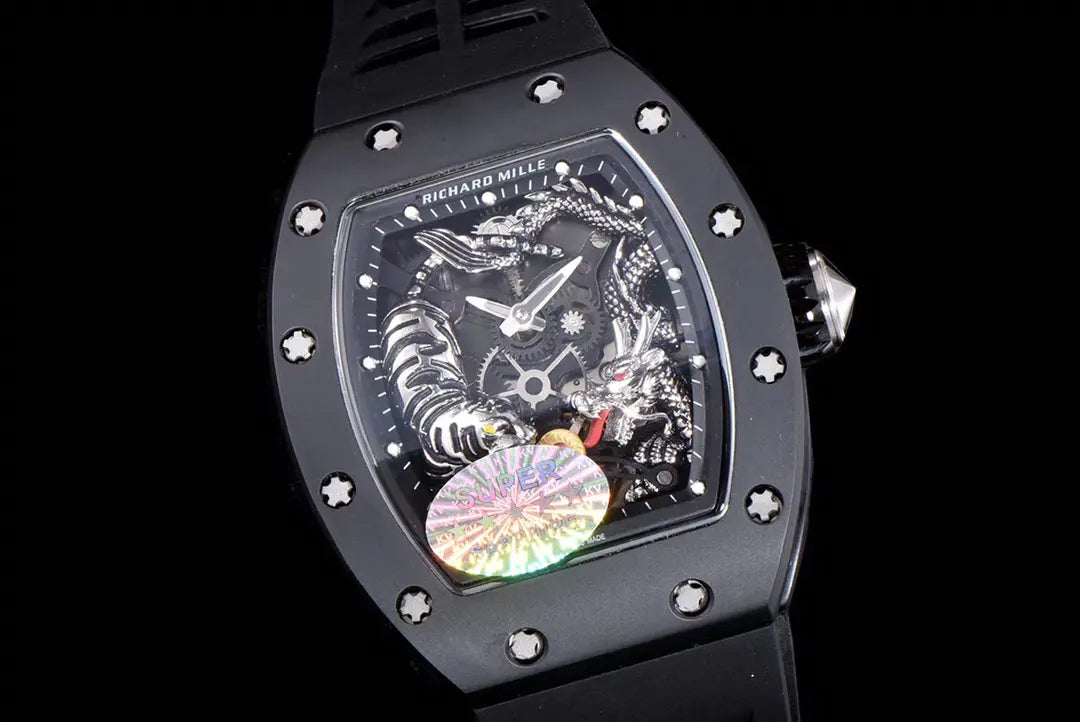 Richard Miller RM 057 NTPT Carbon Fiber Black Rubber Strap
