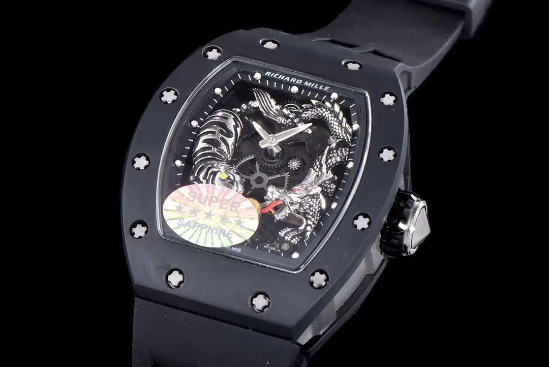 Richard Miller RM 057 NTPT Carbon Fiber Black Rubber Strap