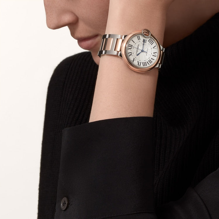 Unworn Cartier Ballon Bleu, Stainless Steel and 18k Rose Gold, 36mm, Ladies, Ref# W2BB0033, box and papers