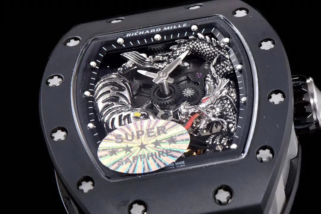 Richard Miller RM 057 NTPT Carbon Fiber Black Rubber Strap