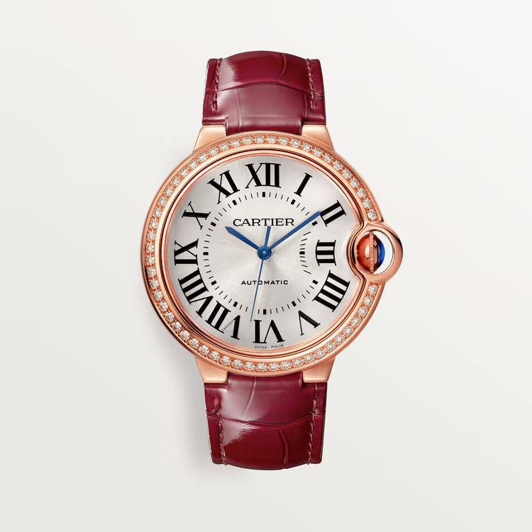 Unworn Cartier Ballon Bleu de Cartier, 18k Rose Gold with Diamond-set, 36mm, Ref# WJBB0034, box and papers