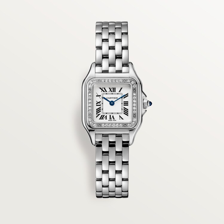 Unworn Cartier Panthère de Cartier Small, Stainless Steel, Diamonds, 23mm x 30mm, Ref# W4PN0016, box and papers