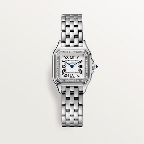 Unworn Cartier Panthère de Cartier Small, Stainless Steel, Diamonds, 23mm x 30mm, Ref# W4PN0016, box and papers