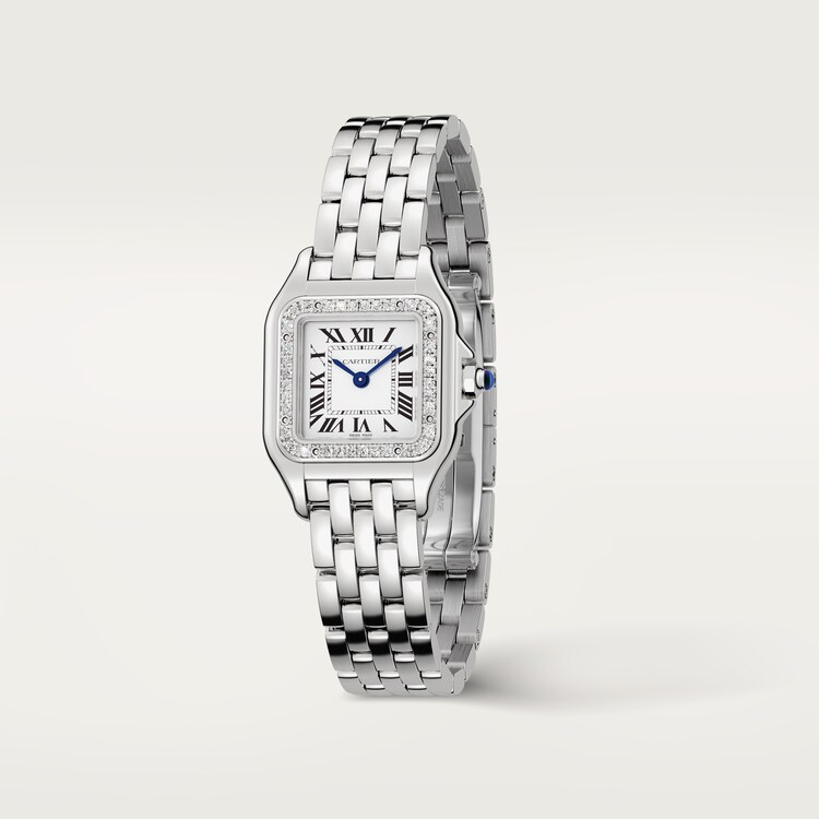 Unworn Cartier Panthère de Cartier Small, Stainless Steel, Diamonds, 23mm x 30mm, Ref# W4PN0016, box and papers