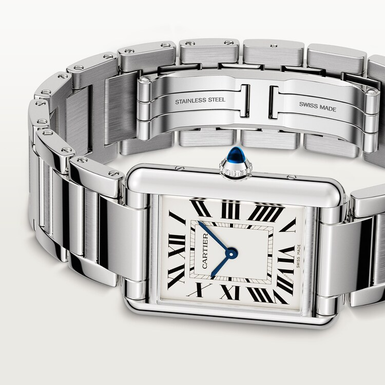 Unworn Cartier Tank Must de Cartier, Large Stainless Steel, 33.7mm x 25.5mm, Ref# WSTA0106, box and papers