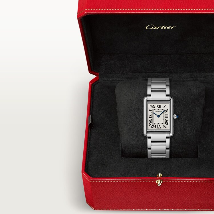 Unworn Cartier Tank Must de Cartier, Large Stainless Steel, 33.7mm x 25.5mm, Ref# WSTA0106, box and papers