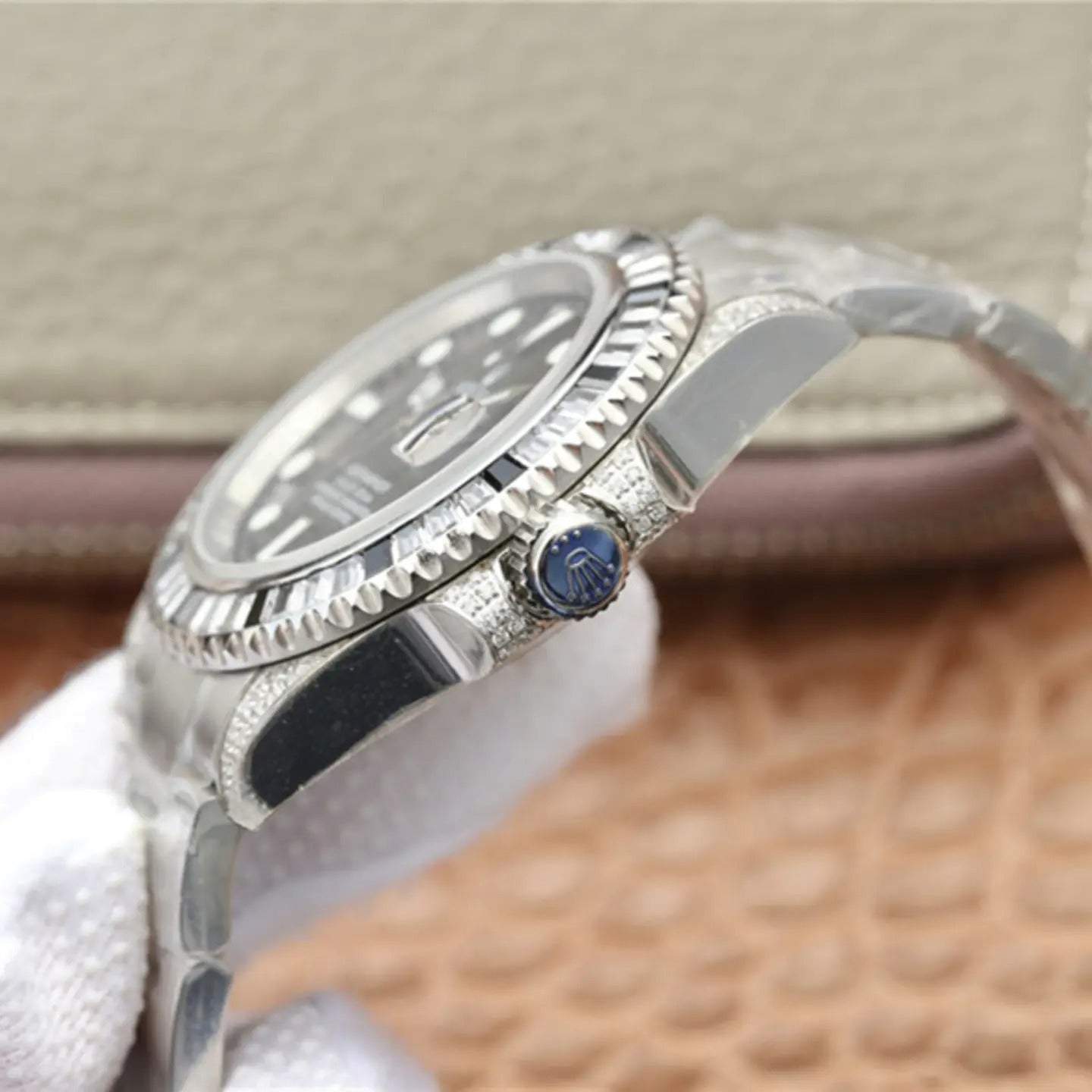 Rolex Submariner Date Silver Black Diamond, 40mm, Ref#116610LN