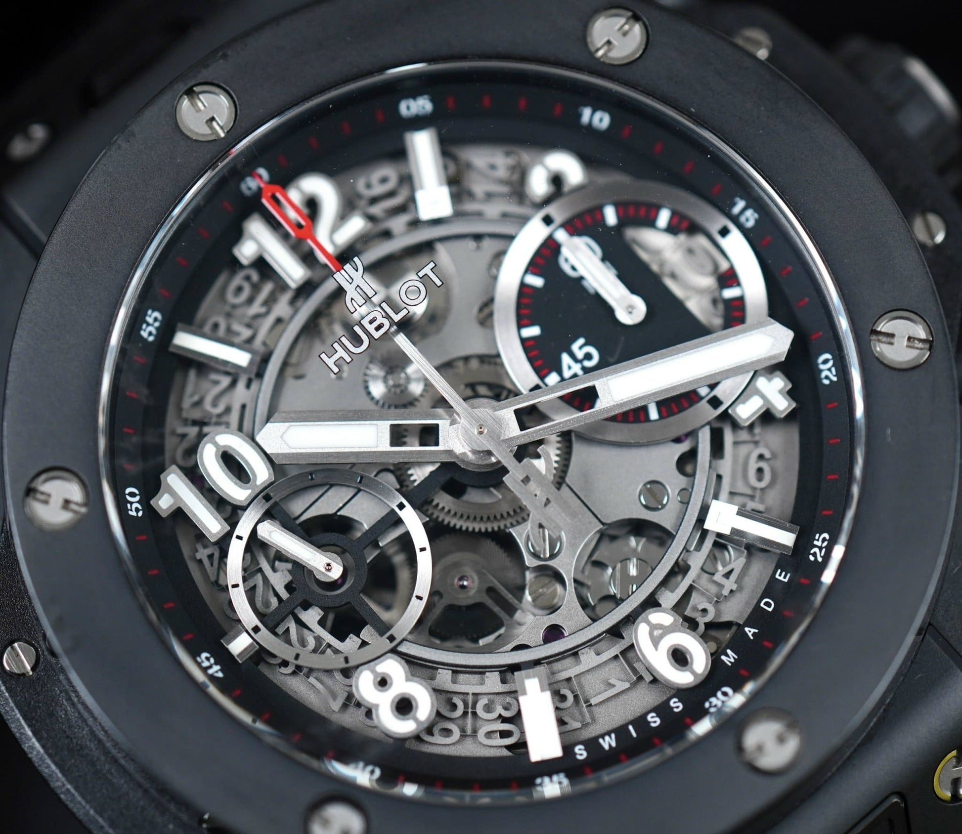 Hublot Big Bang Automatic Chronograph, 45mm, Black Ceramic, Ref# 411.CI.1170.RX, Unworn 2025