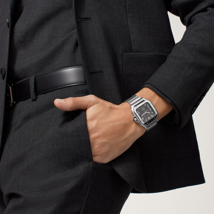 Unworn Cartier Santos de Cartier Dual Time, Stainless Steel, 40.2mm, Ref# WSSA0076, box and papers