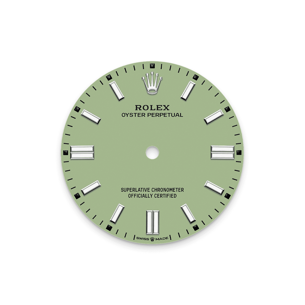 Unworn 2025, Rolex Oyster Perpetual, Oystersteel 41mm, Pistachio-green dial, Domed Oyster, Ref# 134300-0006, box and papers