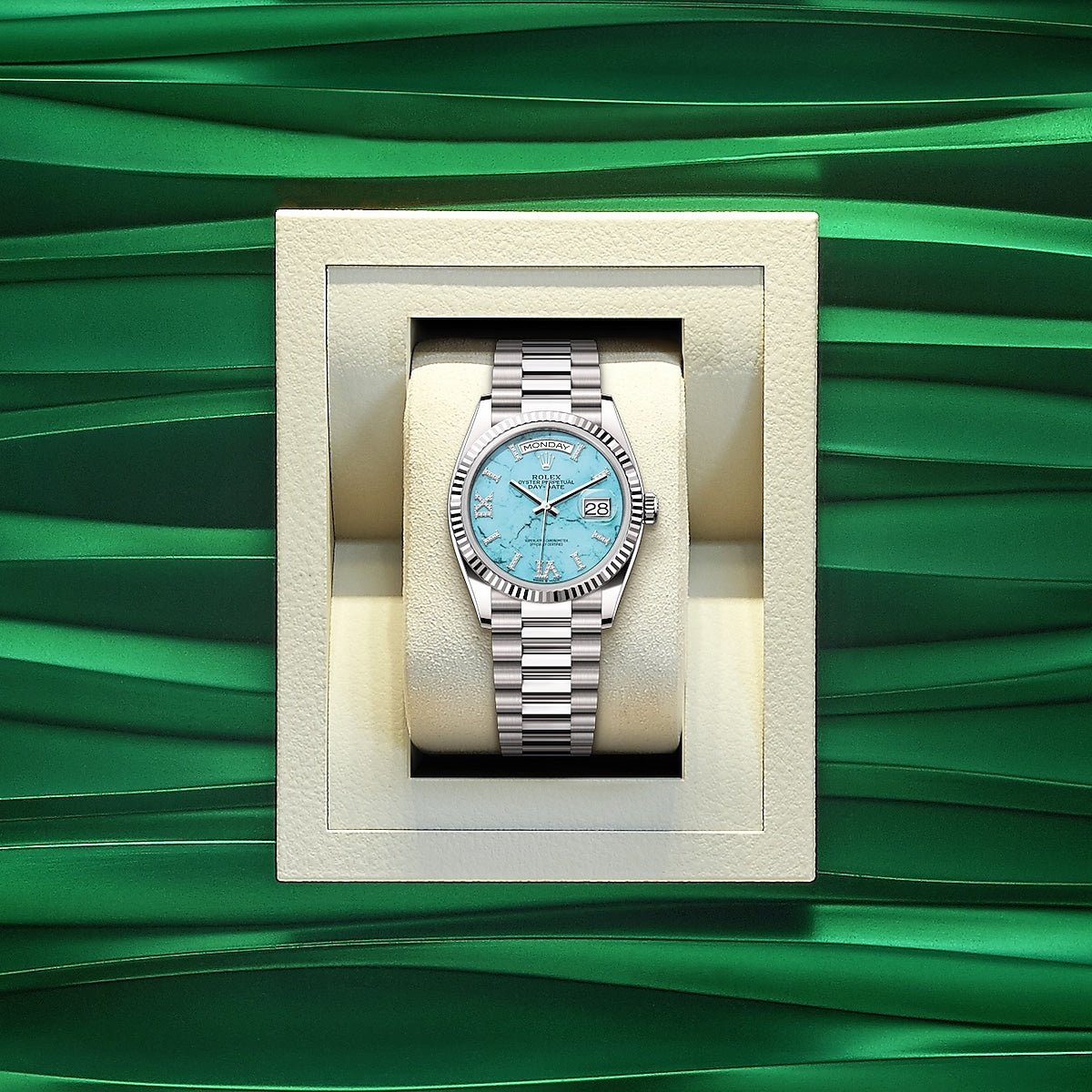 Rolex Day-Date 36, 18k White Gold with Diamond-set, 36mm, Ref# 128239-0044