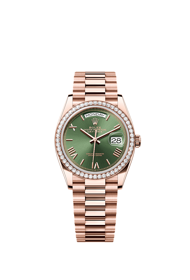 Unworn 2025, Rolex Day-Date 36, 18k Everose Gold and Diamond-set, 36mm, Ref# 128345rbr-0085, box and papers
