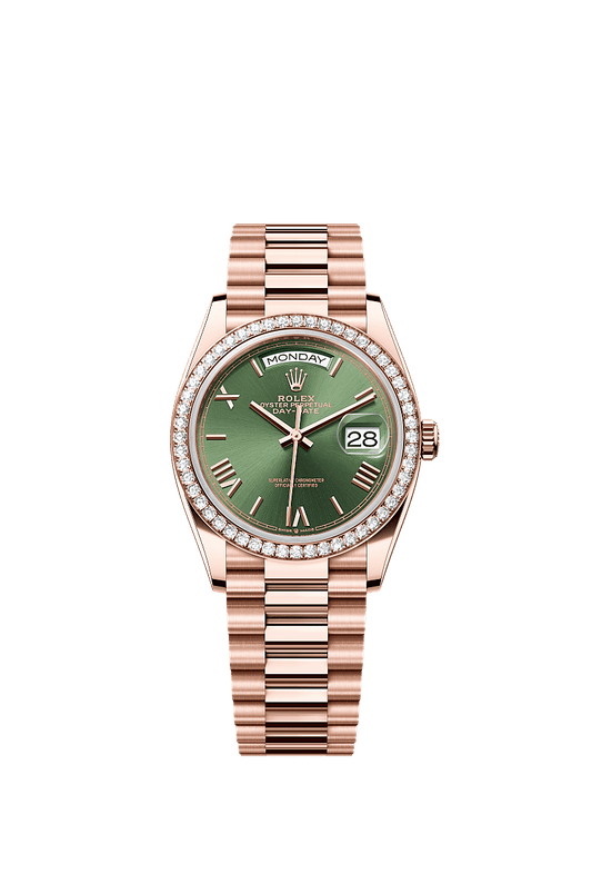 Unworn 2025, Rolex Day-Date 36, 18k Everose Gold and Diamond-set, 36mm, Ref# 128345rbr-0085, box and papers