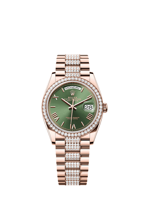 Unworn 2025, Rolex Day-Date 36, 18k Everose Gold and Diamond-set, 36mm, Ref# 128345rbr-0086, box and papers