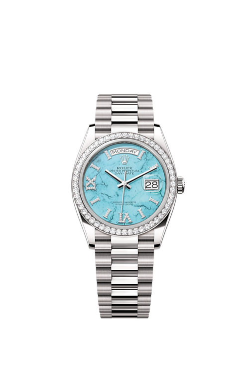 Rolex Day-Date 36, 18k White Gold with Diamond-set , 36mm, Ref# 128349rbr-0031