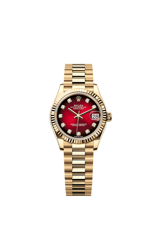 Unworn 2025, Rolex Datejust 31, 18k Yellow Gold, Diamonds, Ref# 278278-0049, box and papers